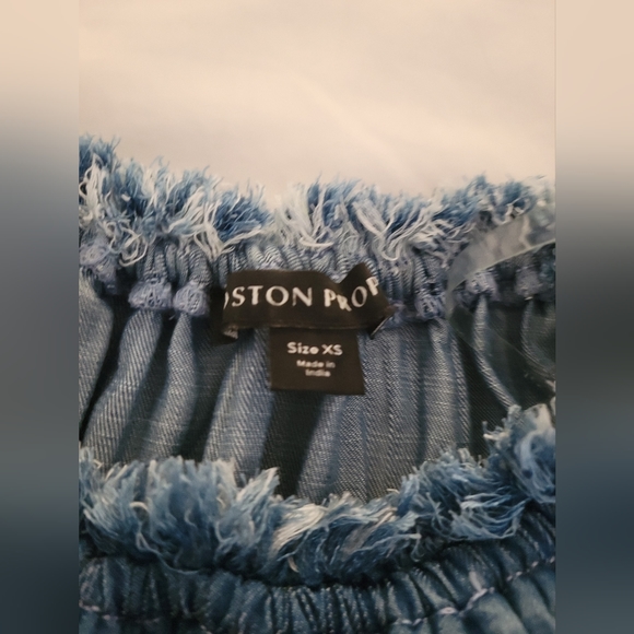 Boston Proper Tencel Off the Shoulder Dress in medium wash XS - Picture 3 of 3
